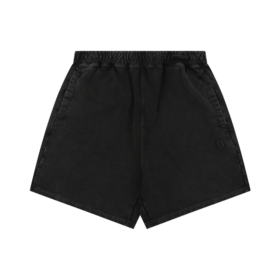 Bape Ape Head Embroidered Logo Sweat Shorts Black Front view
