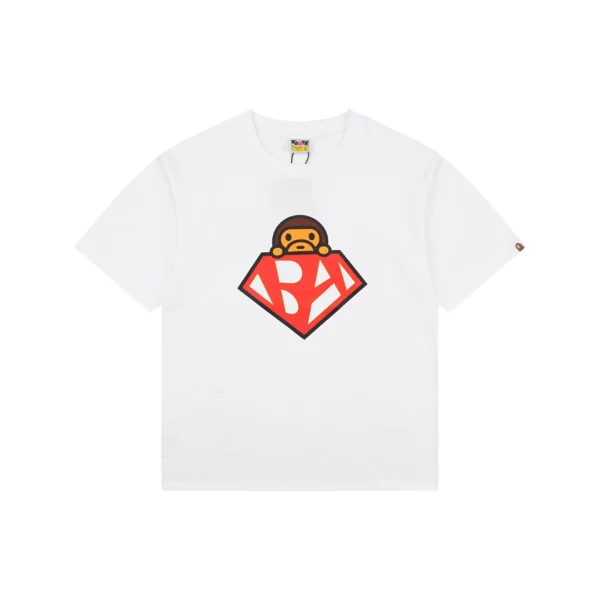 Bape Baby Milo Superman Graphic T-Shirt White Front view
