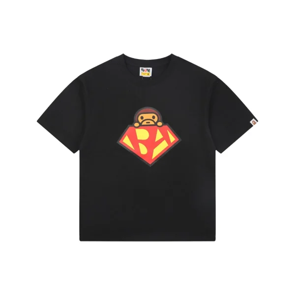 Bape Baby Milo Superman Graphic T-Shirt Black Front view