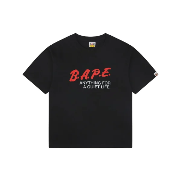 Bape Red Logo Graphic T-Shirt Black Front view