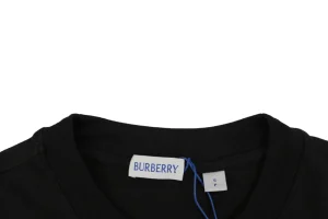 Burberry Check Flag Embroidered T-Shirt Black Collar