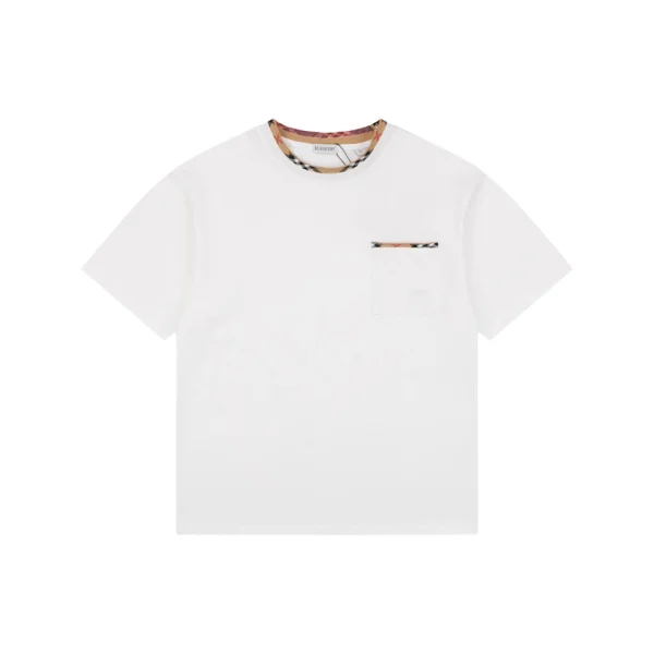 Burberry Check Trim Pocket Embroidered Horse Logo T-Shirt White Front view
