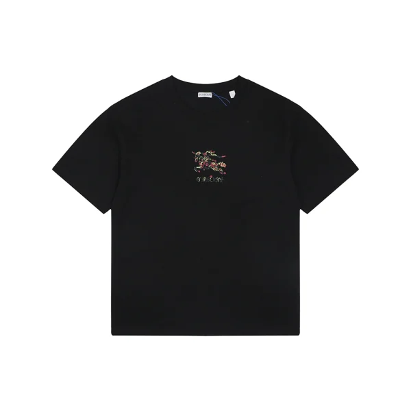 Burberry Rose Knight Embroidered T-Shirt Black Front view