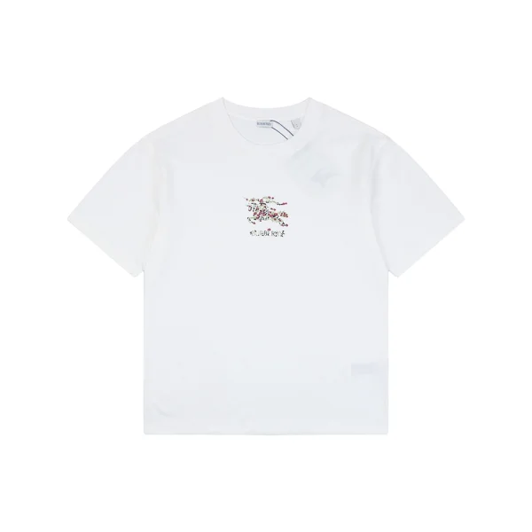Burberry Rose Knight Embroidered T-Shirt White Front view