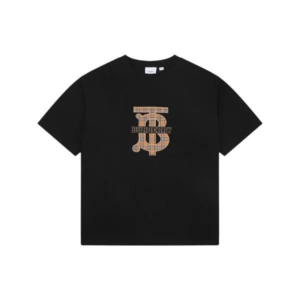 Burberry Vintage Check BT Logo T-Shirt Black Front view
