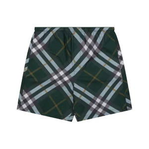 Burberry Vintage Check Mesh-Lined Nylon Shorts Green Front view
