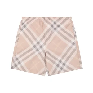Burberry Vintage Check Mesh-Lined Nylon Shorts Pink Front view