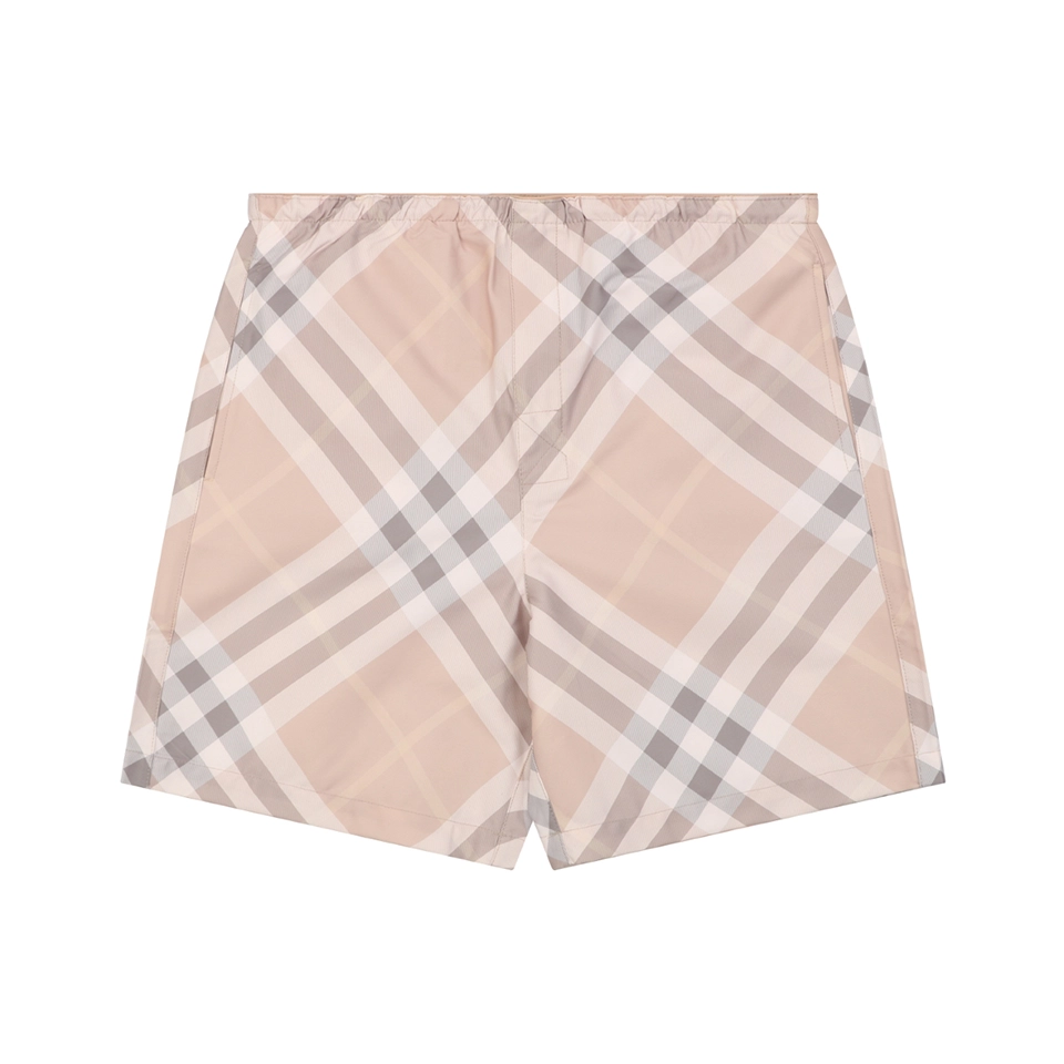 Burberry Vintage Check Mesh-Lined Nylon Shorts Pink Front view