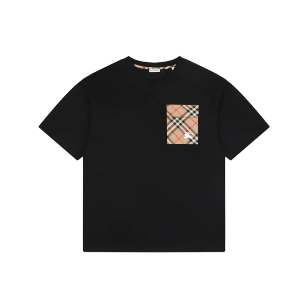 Burberry Vintage Check Pocket T-Shirt Black Front view