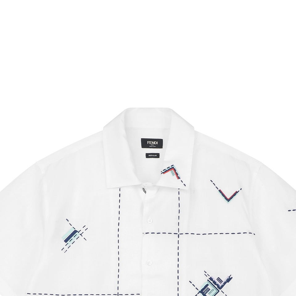 Fendi Geometric Embroidered T-Shirt