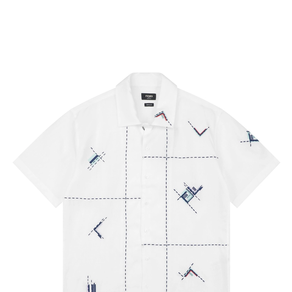 Fendi Geometric Embroidered T-Shirt