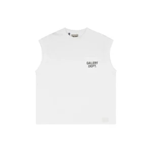 Gallery Dept Pocket Logo Sleeveless T-Shirt White Front view