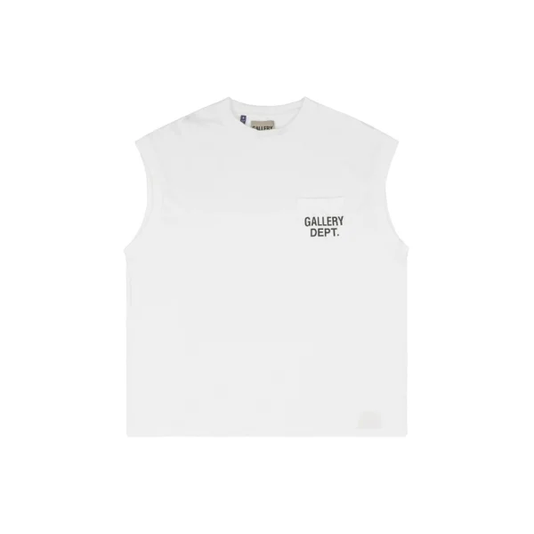 Gallery Dept Pocket Logo Sleeveless T-Shirt White Front view