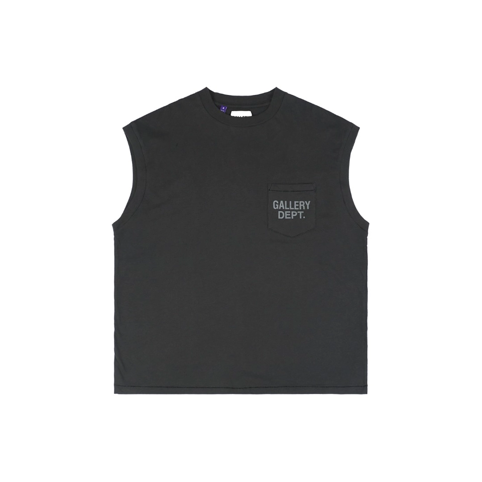 Gallery Dept Pocket Logo Sleeveless T-Shirt Black Front view