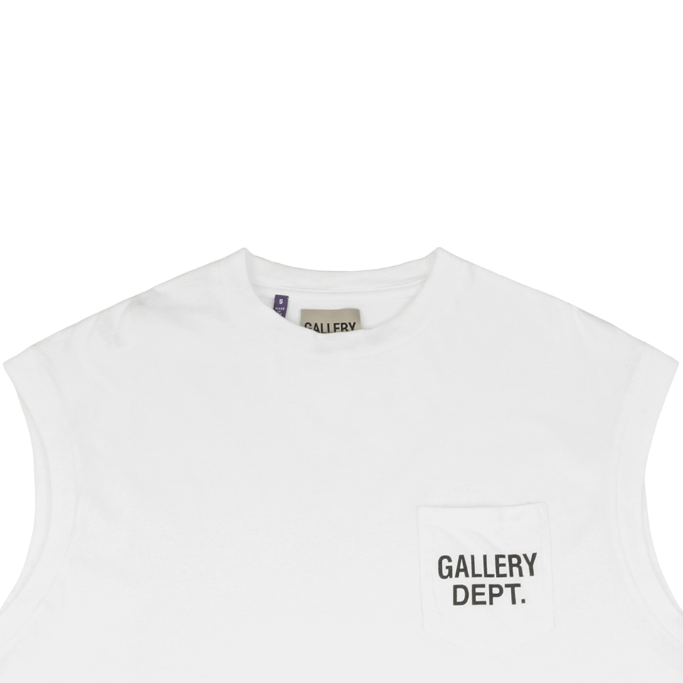 Gallery Dept Pocket Logo Sleeveless T-Shirt White