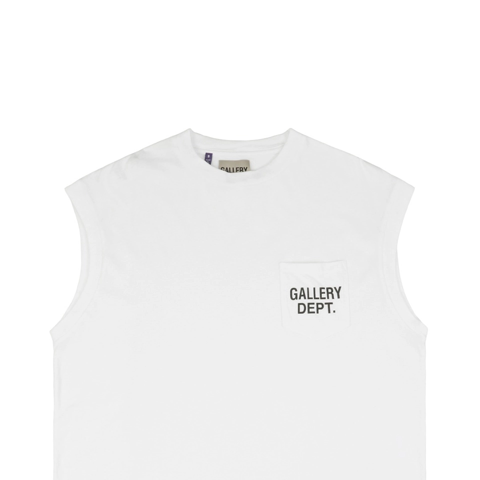 Gallery Dept Pocket Logo Sleeveless T-Shirt White