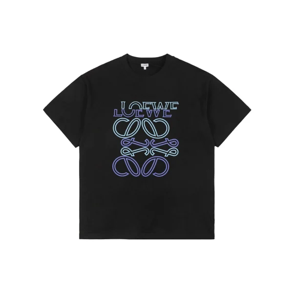 Loewe Gradient Anagram Embroidered Logo T-Shirt Black Front view