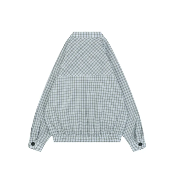 Miu Miu Blue Grey Vichy Check Blouson Jacket Back view