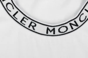 Moncler Logo Ribbed Collar T-Shirt White