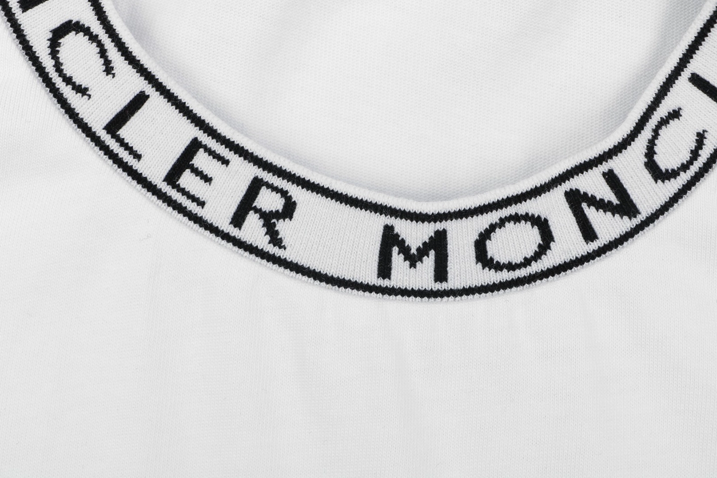 Moncler Logo Ribbed Collar T-Shirt White