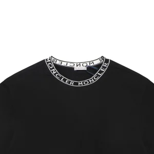 Moncler Logo Ribbed Collar T-Shirt Black