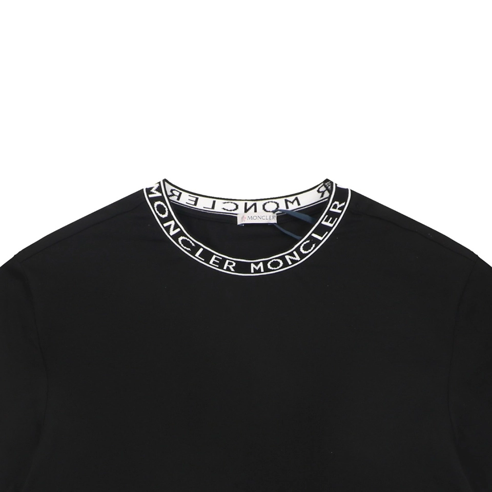 Moncler Logo Ribbed Collar T-Shirt Black