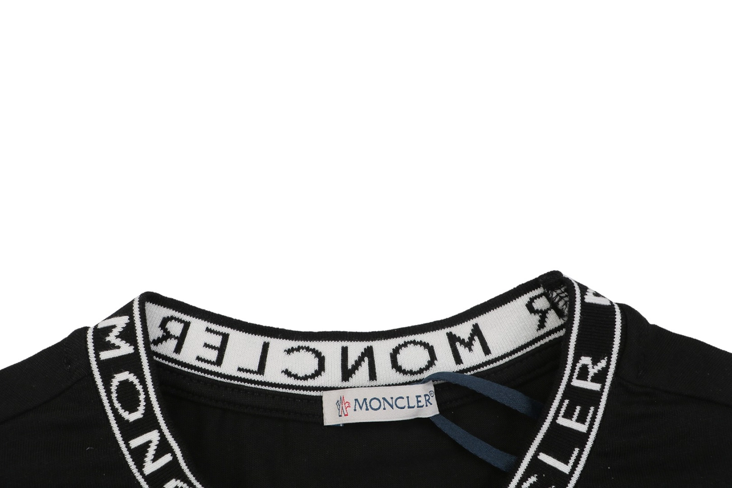 Moncler Logo Ribbed Collar T-Shirt Black Collar