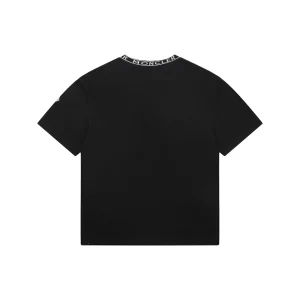 Moncler Logo Ribbed Collar T-Shirt Black Back view