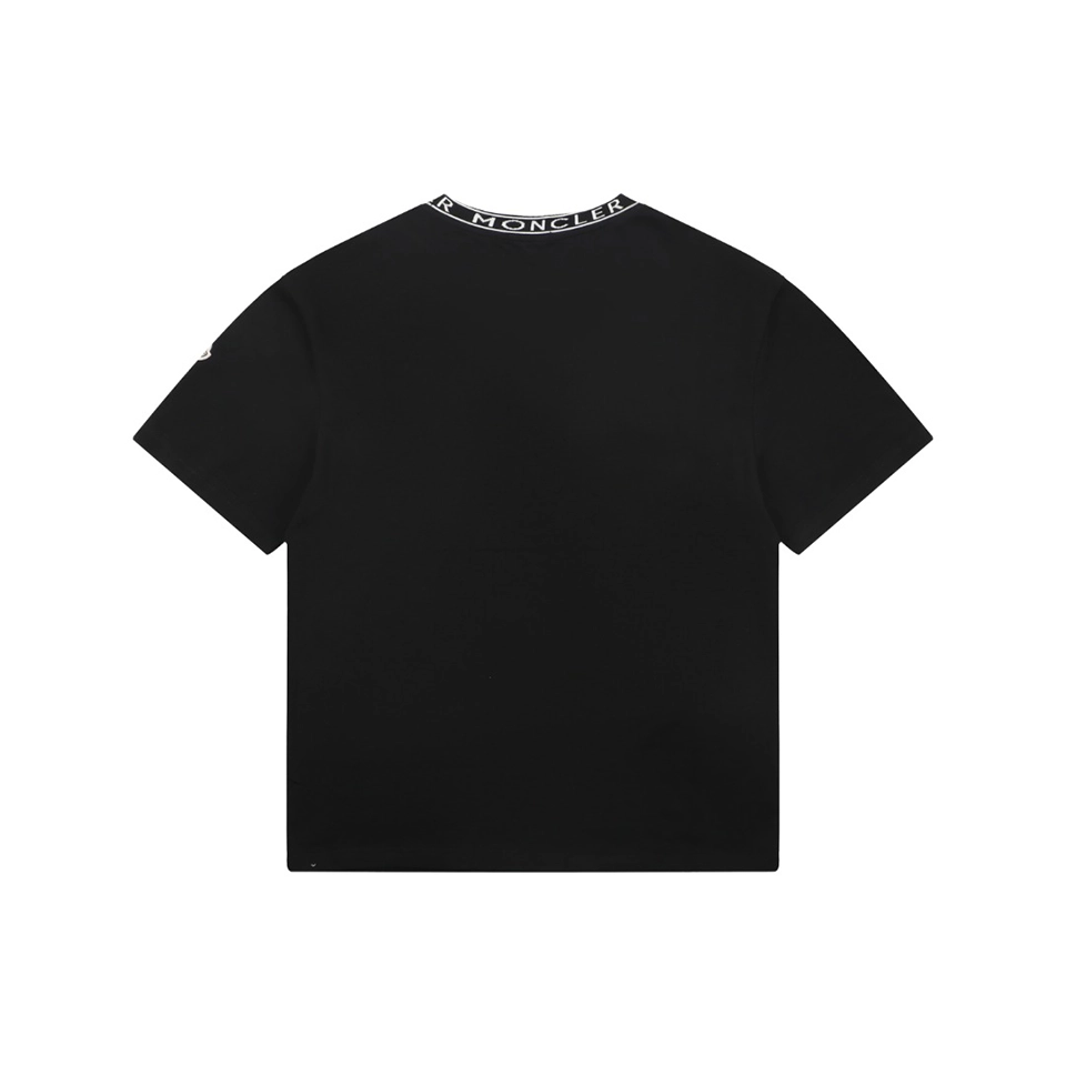Moncler Logo Ribbed Collar T-Shirt Black Back view