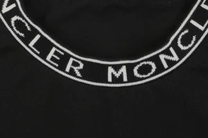Moncler Logo Ribbed Collar T-Shirt Black