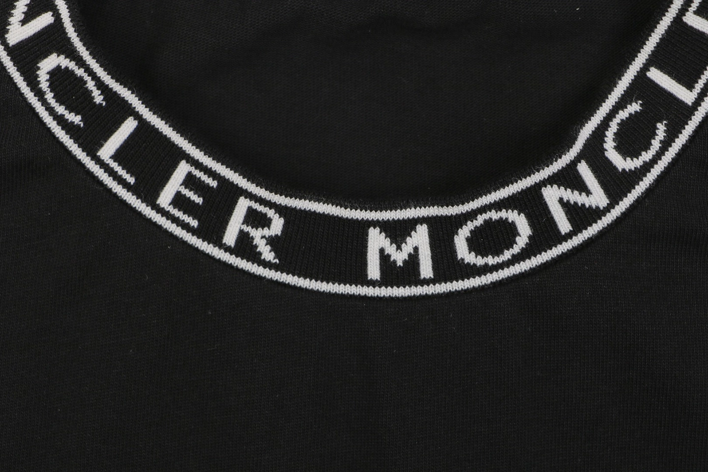 Moncler Logo Ribbed Collar T-Shirt Black