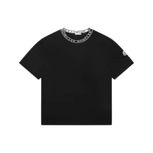 Moncler Logo Ribbed Collar T-Shirt Black Front view