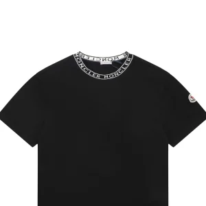 Moncler Logo Ribbed Collar T-Shirt Black