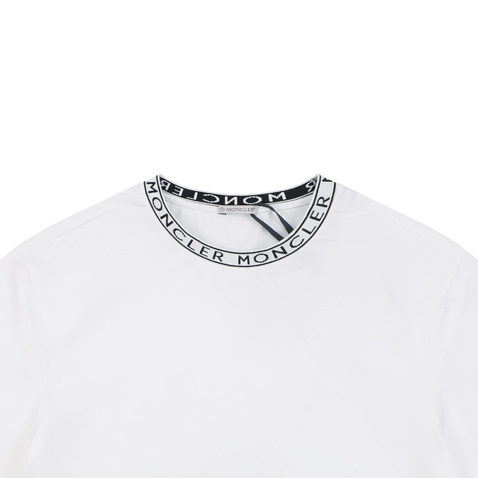 Moncler Logo Ribbed Collar T-Shirt White