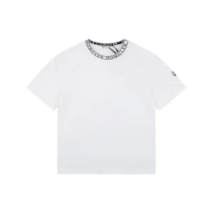 Moncler Logo Ribbed Collar T-Shirt White Front view