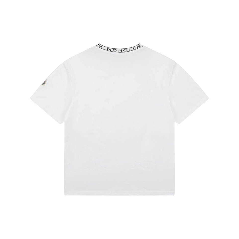 Moncler Logo Ribbed Collar T-Shirt White Back view