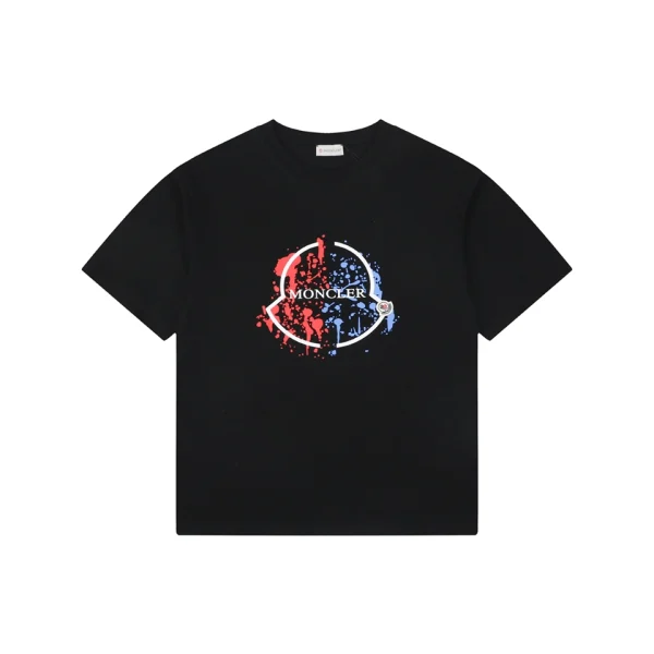Moncler Paint Splash Logo Graphic T-Shirt Black Front view