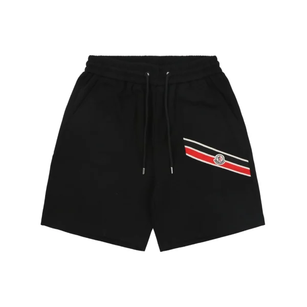 Moncler Tricolor Webbing Logo Shorts Black Front view