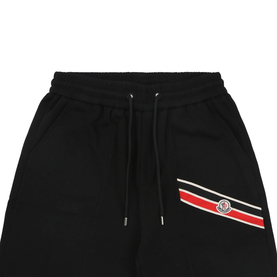 Moncler Tricolor Webbing Logo Shorts Black