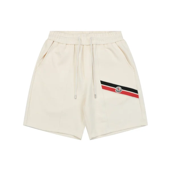 Moncler Tricolor Webbing Logo Shorts White Front view