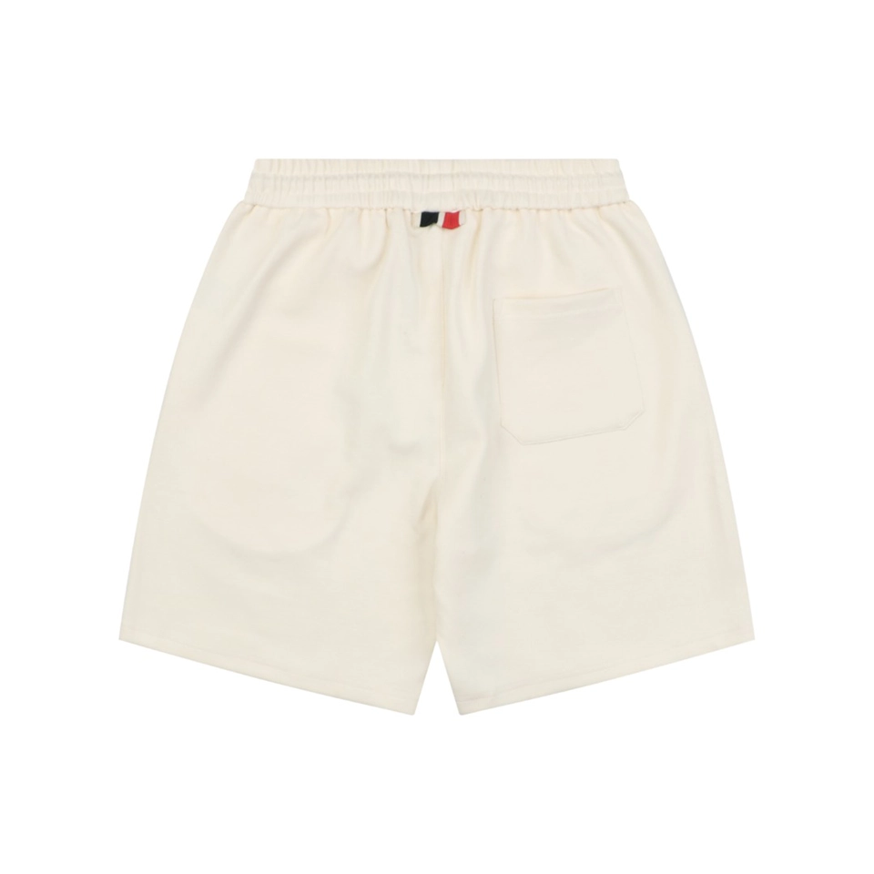 Moncler Tricolor Webbing Logo Shorts White back view