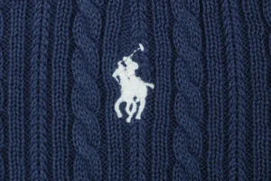 Ralph Lauren Cable-Knit Pony Polo T-Shirt Navy Brand