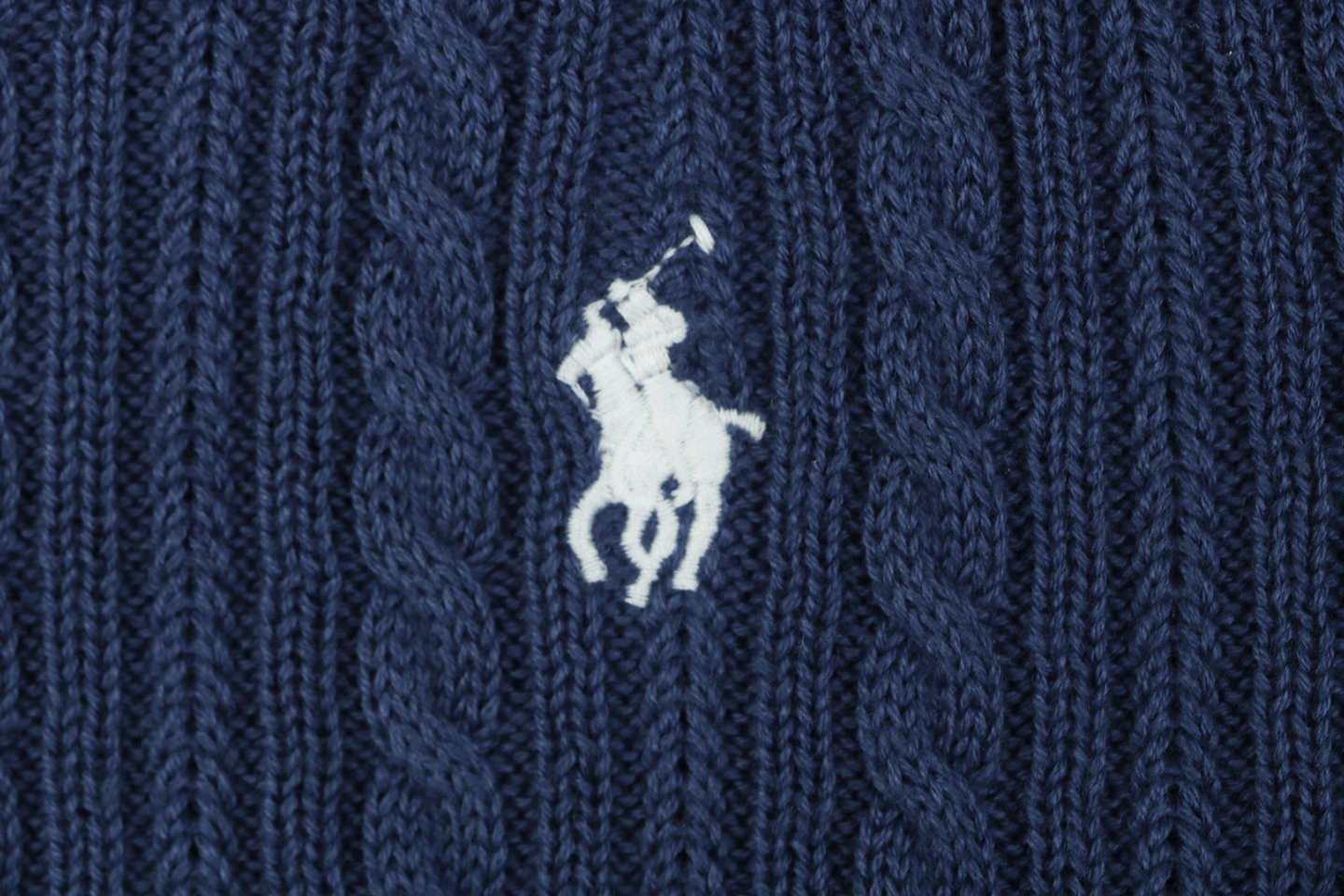 Ralph Lauren Cable-Knit Pony Polo T-Shirt Navy Brand