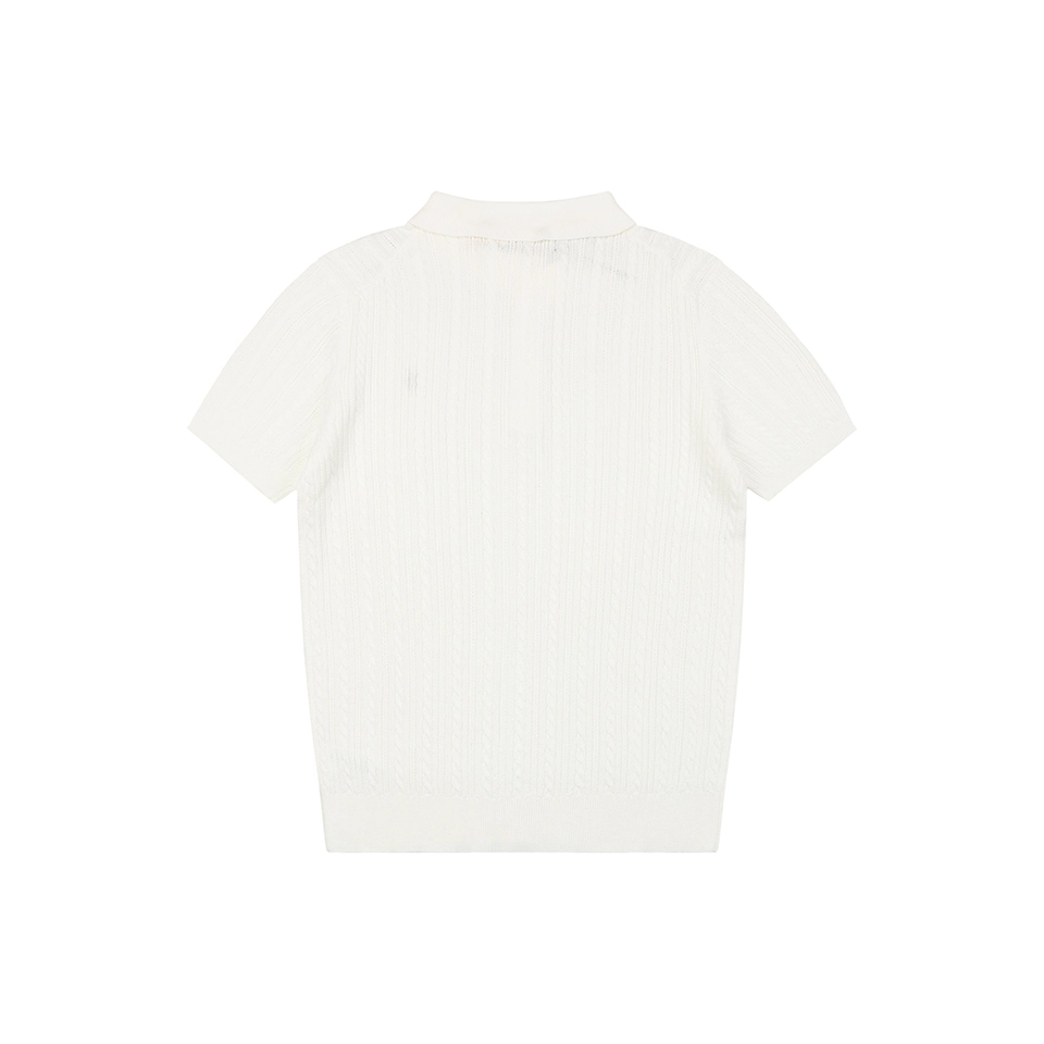 Ralph Lauren Cable-Knit Pony Polo T-Shirt White Back view