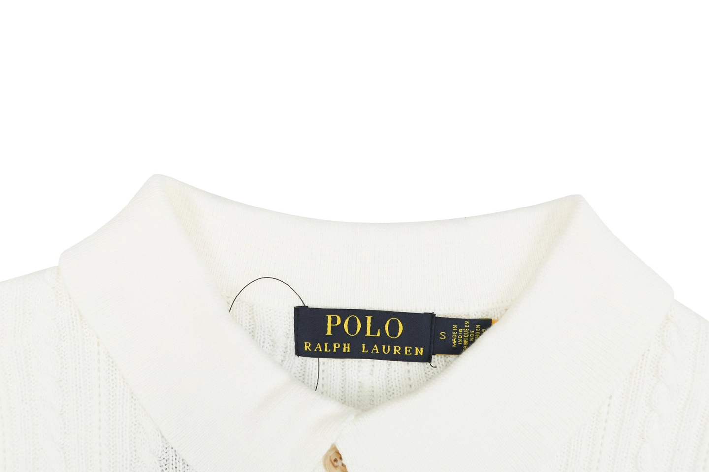 Ralph Lauren Cable-Knit Pony Polo T-Shirt White Collar