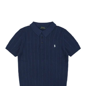 Ralph Lauren Cable-Knit Pony Polo T-Shirt Navy