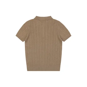 Ralph Lauren Cable-Knit Pony Polo T-Shirt Brown Back view