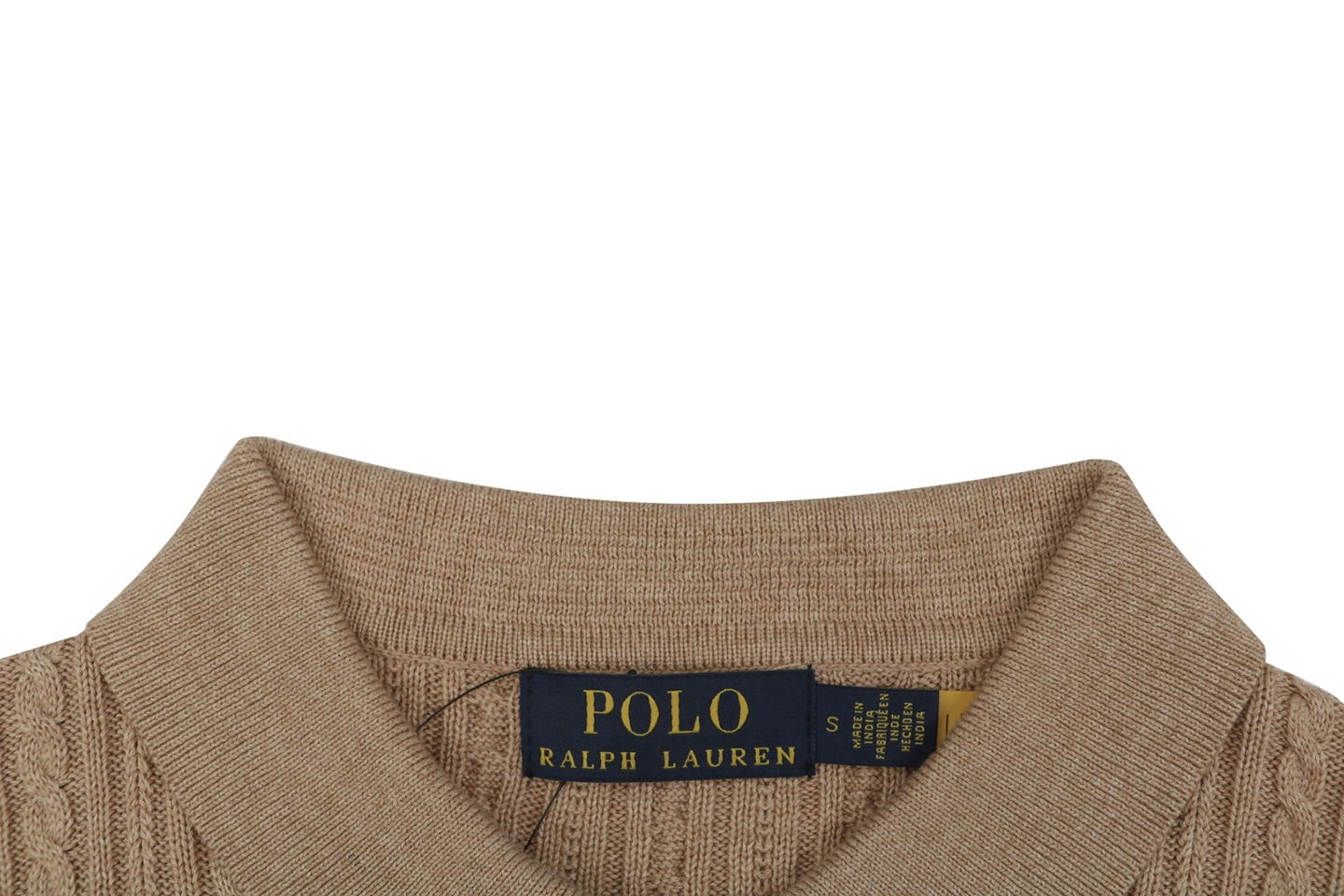 Ralph Lauren Cable-Knit Pony Polo T-Shirt Brown Collar