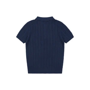 Ralph Lauren Cable-Knit Pony Polo T-Shirt Navy Back view