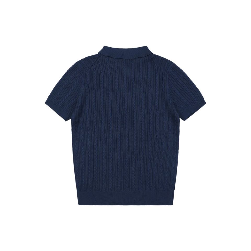 Ralph Lauren Cable-Knit Pony Polo T-Shirt Navy Back view